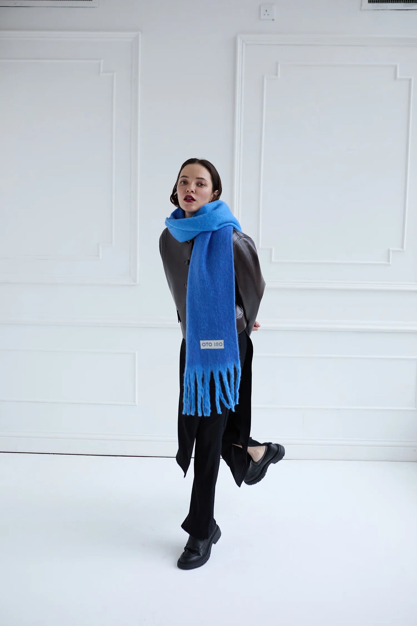 Blue Two Tone Cashmere Blend Large Shawl