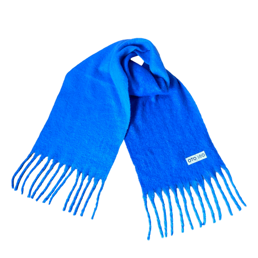 Cashmere Blend Blue Two Tone Large Shawl