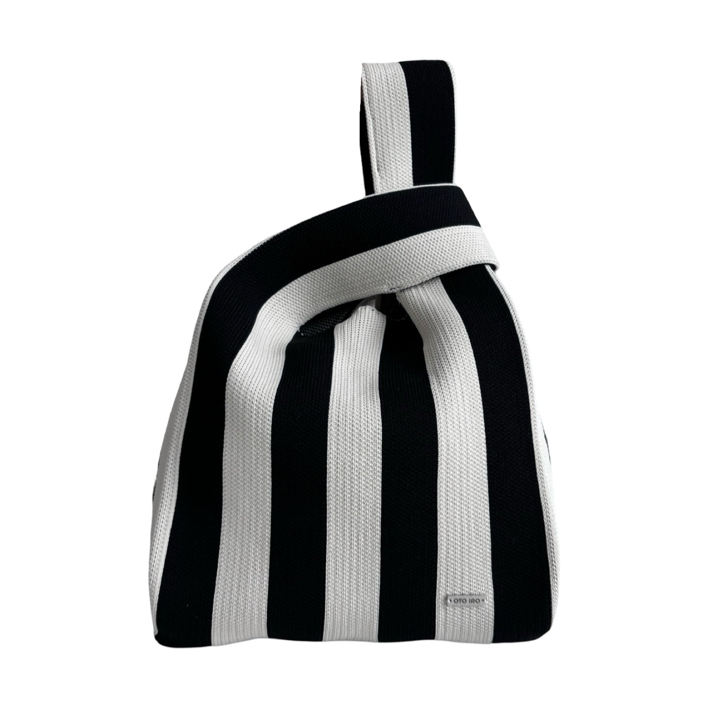 Black and White Striped Knitted Tote